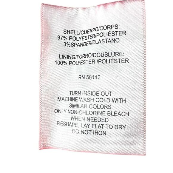 Donna Morgan Pink Floral Mock Neck Crepe Long Sleeves Shift Dress Sz 14 New - Picture 7 of 8